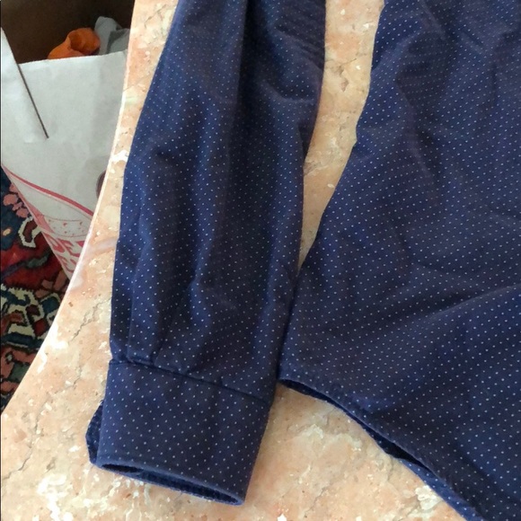 Zara man navy polka dot slim fit button down shirt - Picture 3 of 5